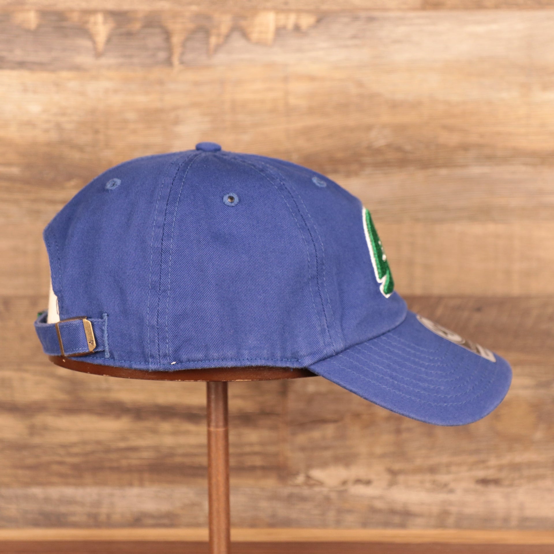 wearers right side Hartford Whalers Throwback Royal Adjustable Dad Hat