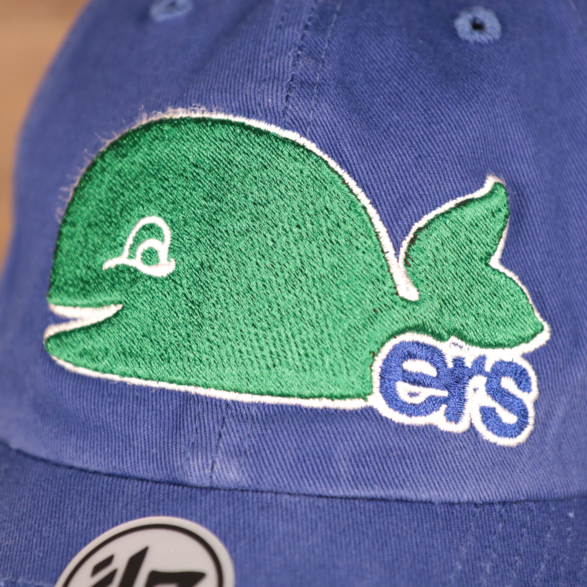 whale logo on the front Hartford Whalers Throwback Royal Adjustable Dad Hat