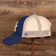 wearers left of the University of Kentucky Wildcats Blue And White Adjustable Trucker Dad Hat