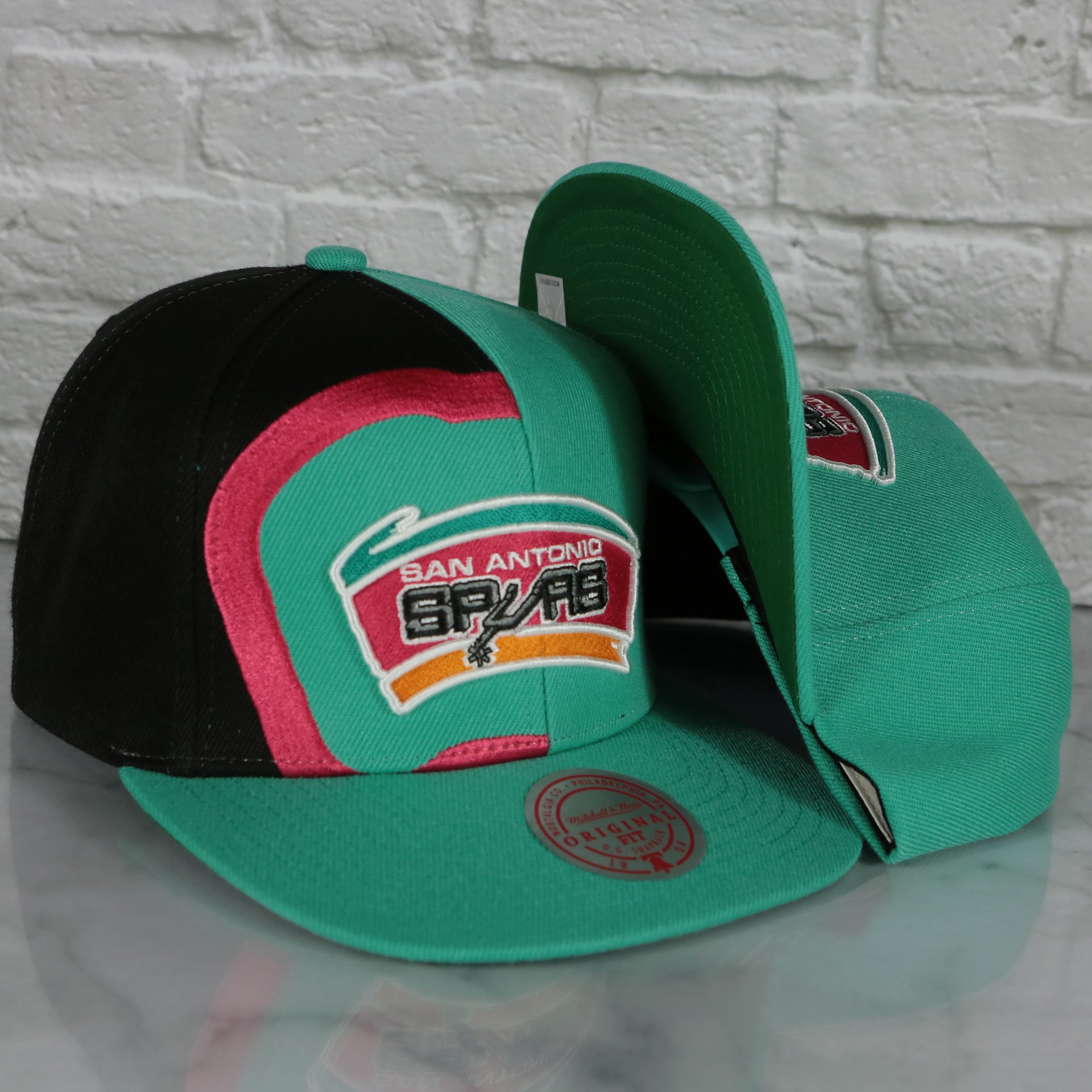 San Antonio Spurs Retroline Logo Outline Vintage Snapback Hat | Mitchell and Ness Spurs Snap Cap