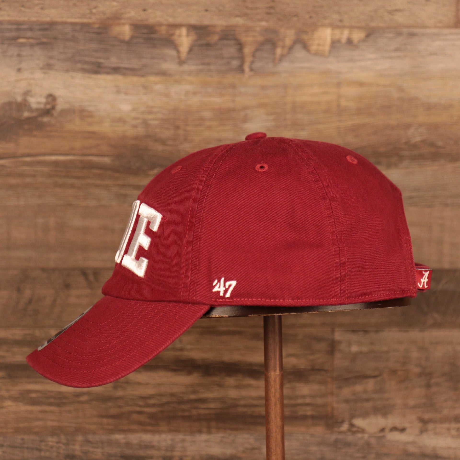 wearers left side of the Alabama Crimson Tide Logo Red Adjustable Dad Hat