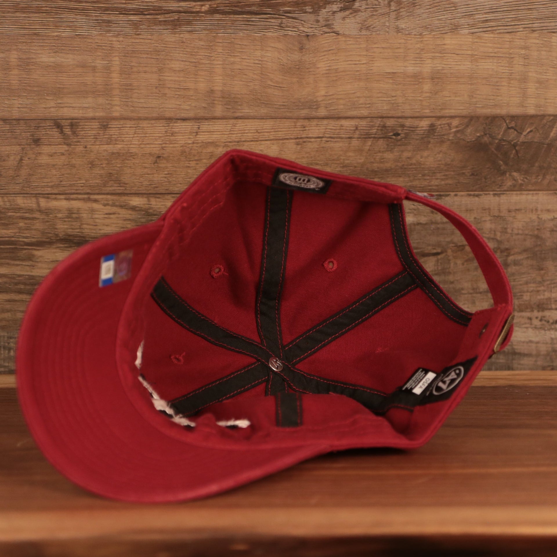 underside of the Alabama Crimson Tide Logo Red Adjustable Dad Hat