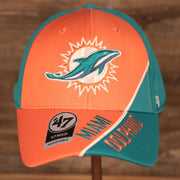 front of the Miami Dolphins Orange and Teal Adjustable Dad Hat