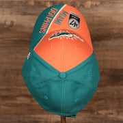 top view of the Miami Dolphins Orange and Teal Adjustable Dad Hat