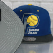 grey undervisor on the Indiana Pacers Throwback Logo Two tone Gray Bottom Cap | Royal Blue/Gray Snapback hat