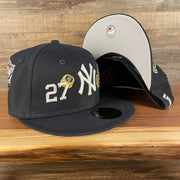 front and bottom view New York Yankees Cooperstown "Championship Rings" All Over Side Patch Gray Bottom 59FIFTY Fitted Cap