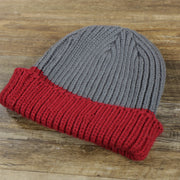 Stay Official Gray Crown Red Cuff Knit Winter Beanie | Gray And Red Beanie.