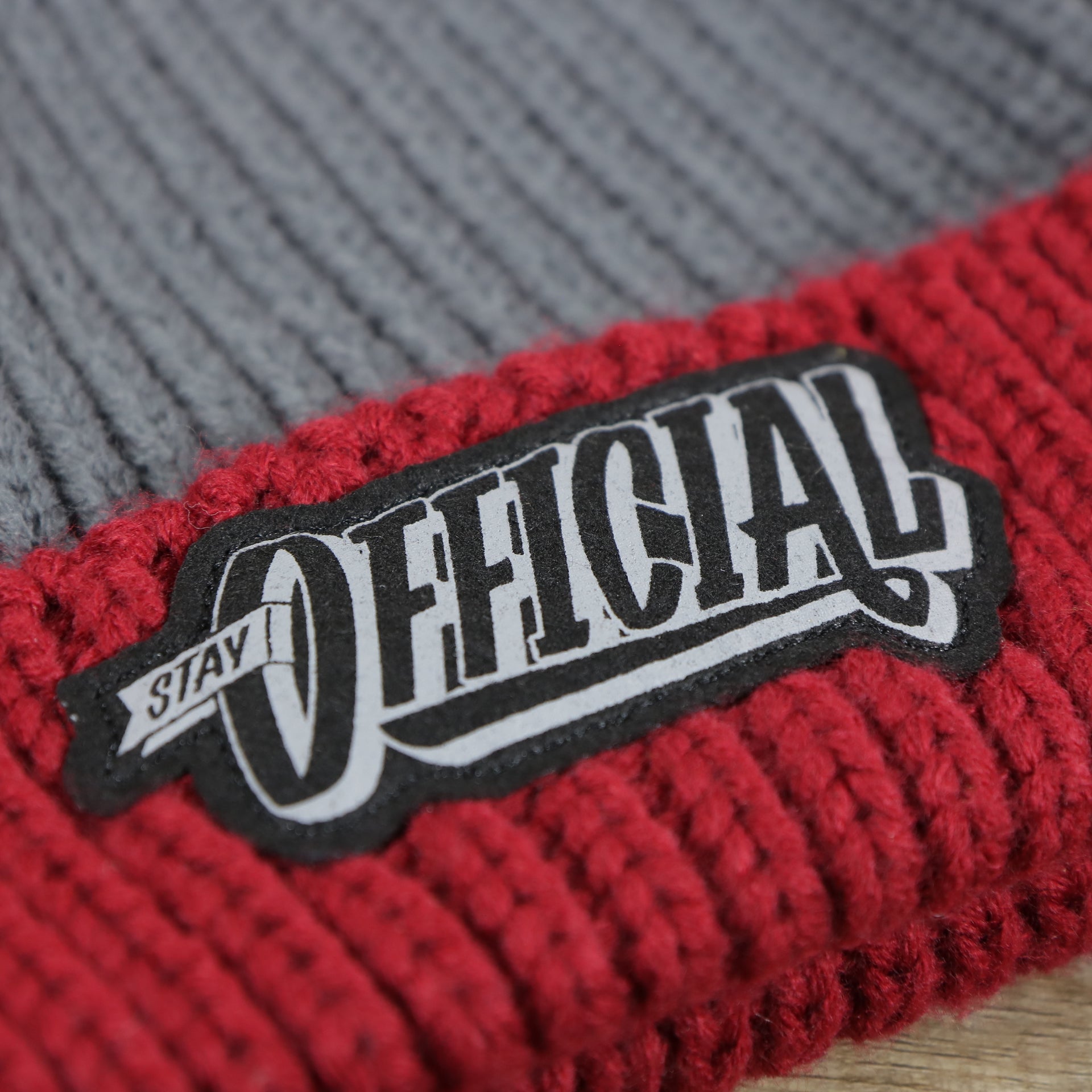Stay Official Gray Crown Red Cuff Knit Winter Beanie | Gray And Red Beanie
