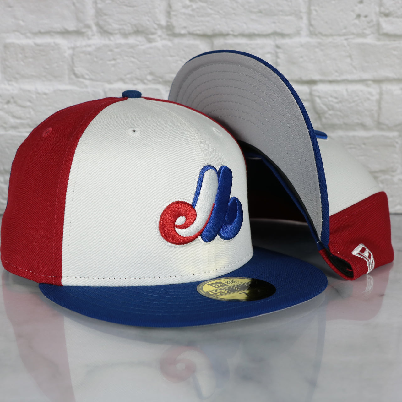 Cooperstown Montreal Expos Gray Bottom Tri Colored 59Fifty Fitted Cap | Red, Blue, And White 59Fifty Cap