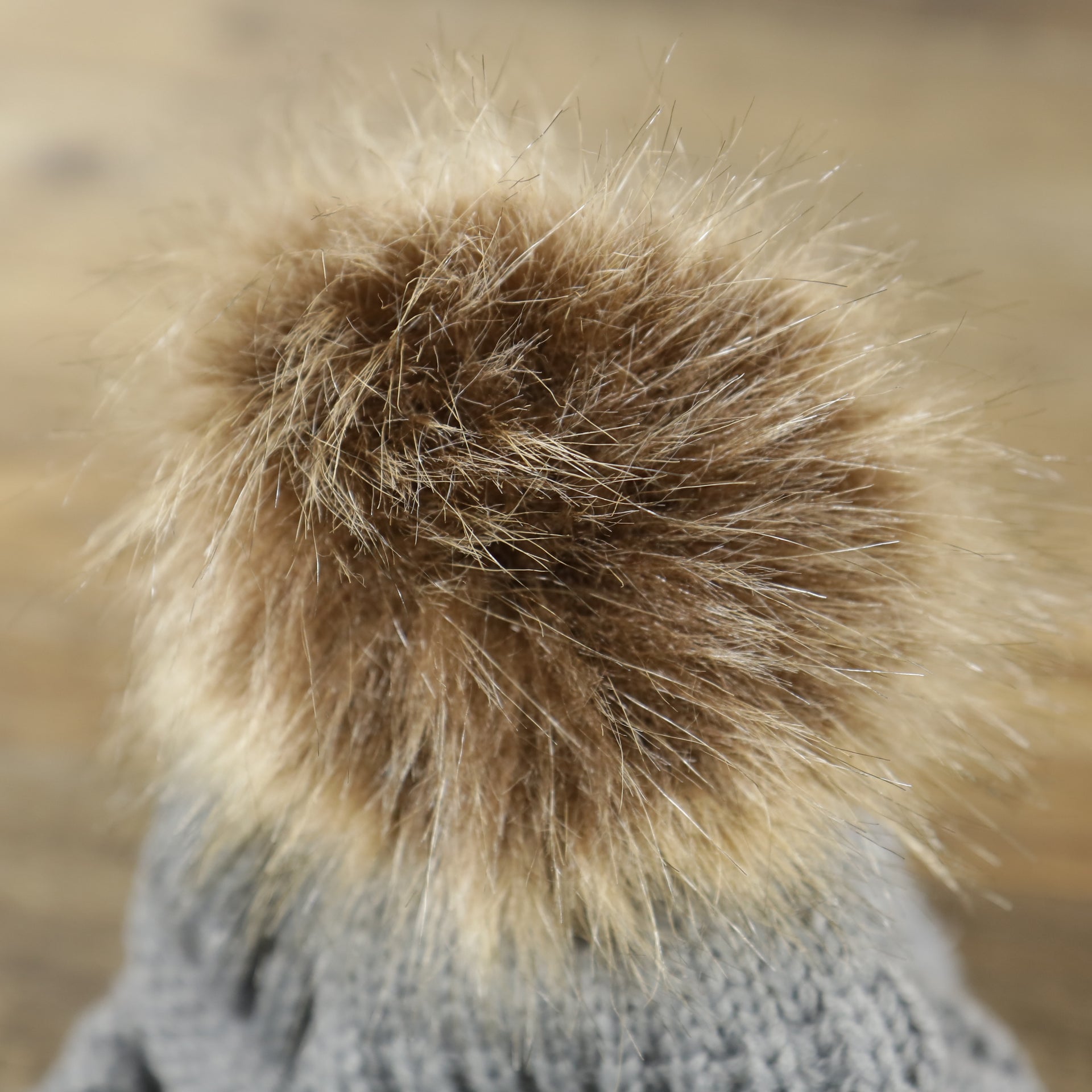 Youth Fisherman Knit Winter Beanie With Faux Fur Pom Pom | Charcoal Gray Winter Beanie