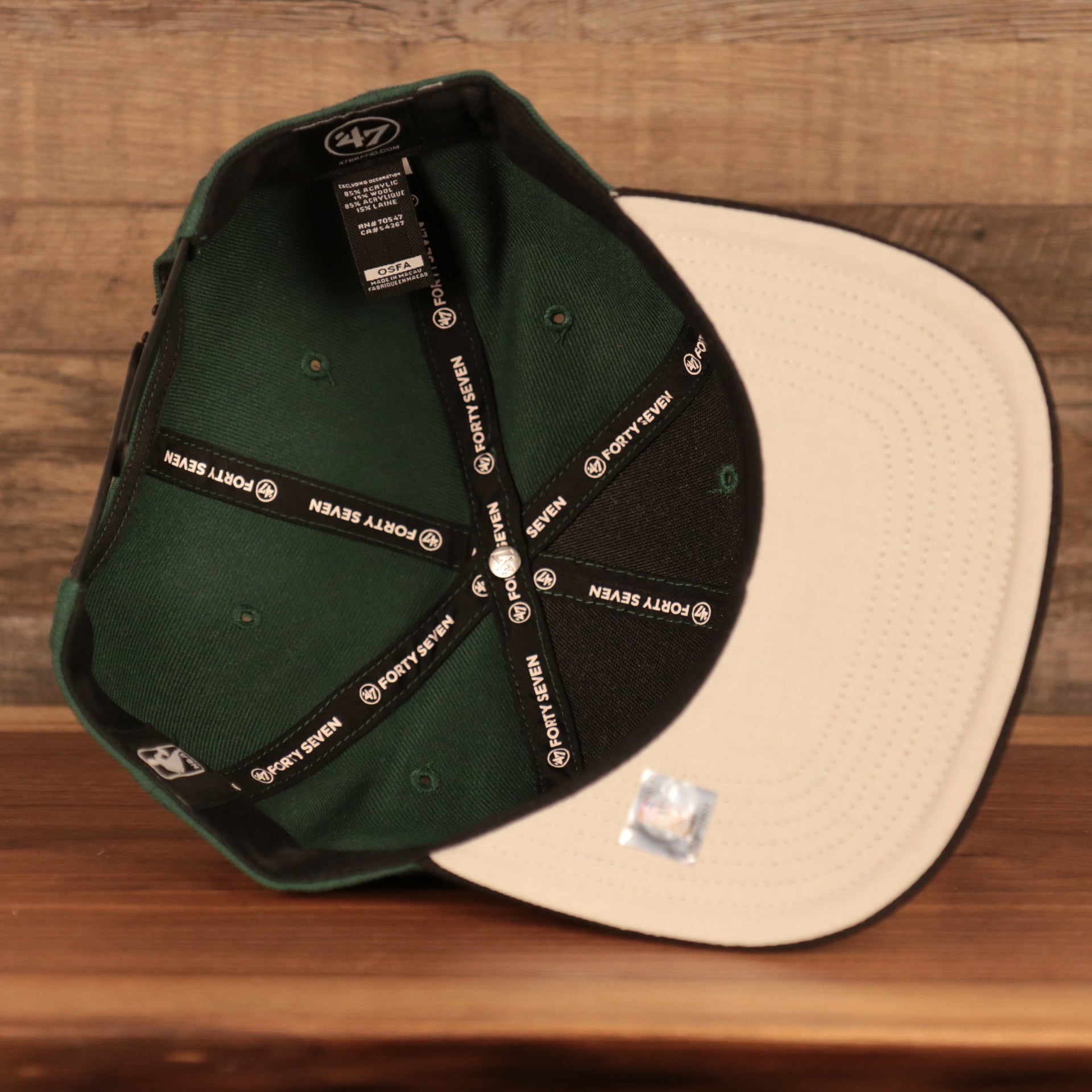 underside of the Milwaukee Bucks Dark Green and Black Adjustable Grey Bottom Snapback Hat