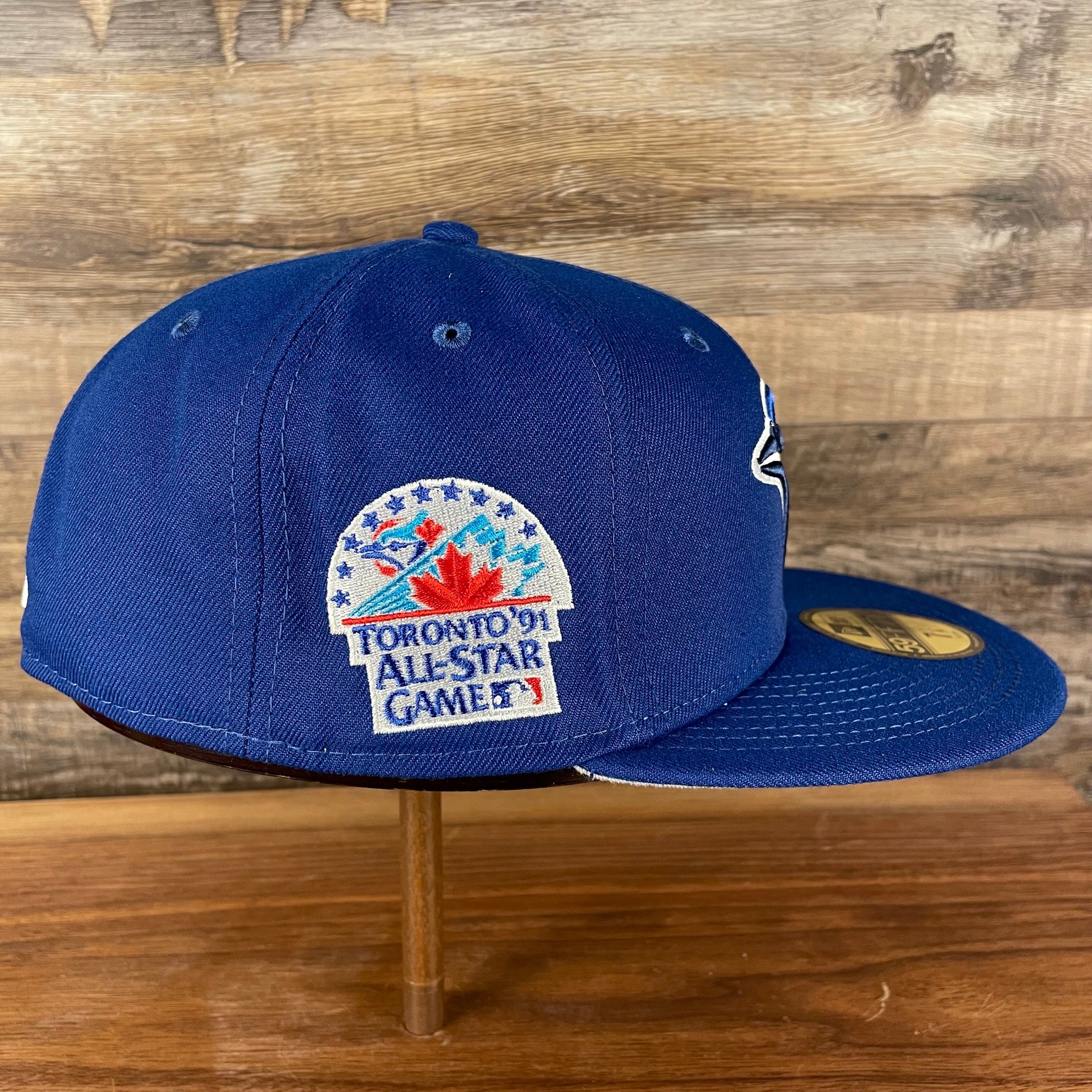 wearers right side Toronto Blue Jays "Patch Up" 1991 All Star Game Side Patch Gray Bottom 59Fifty Royal Fitted Cap