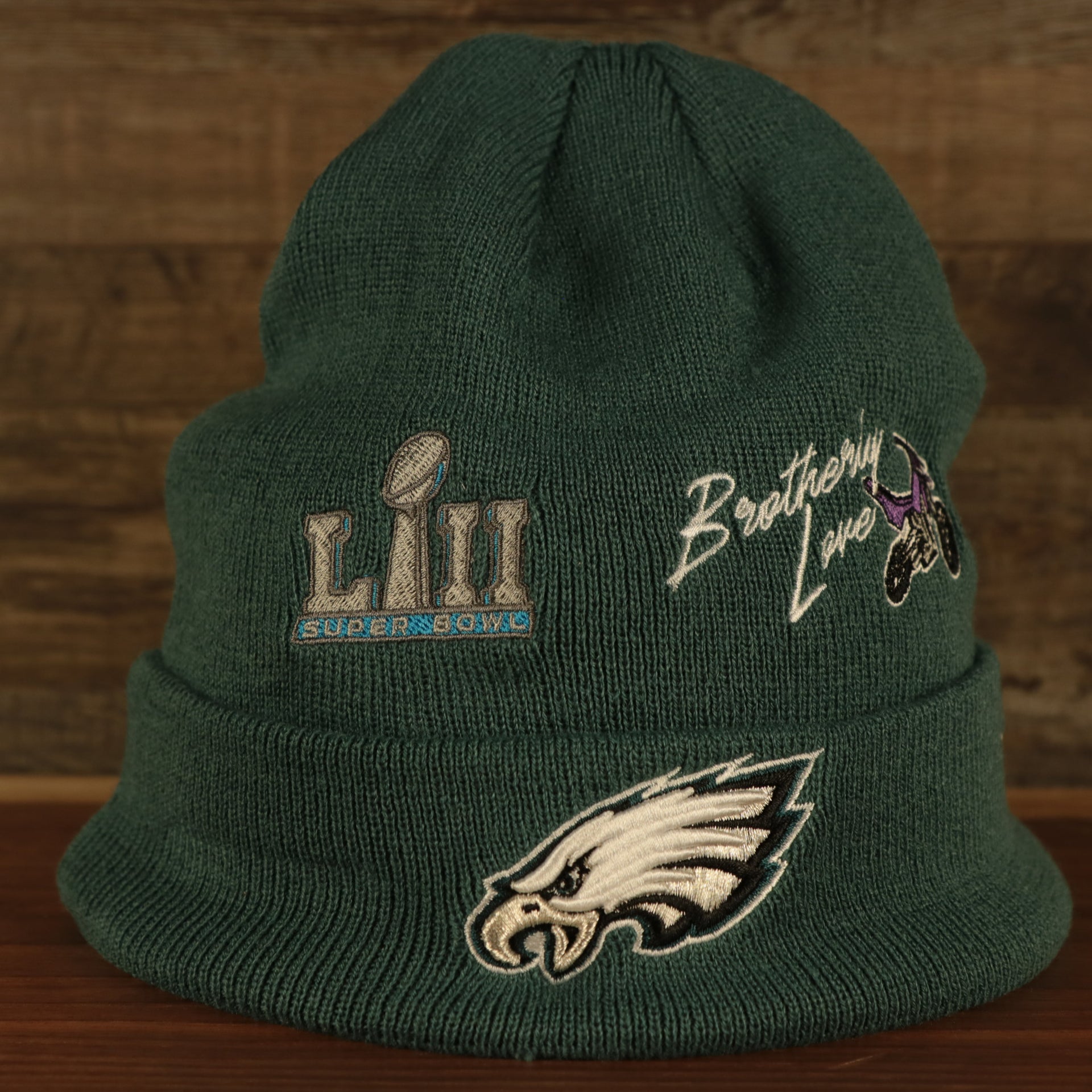 front of the Philadelphia Eagles "City Transit" 59Fifty Fitted Matching All Over Side Patch Beanie