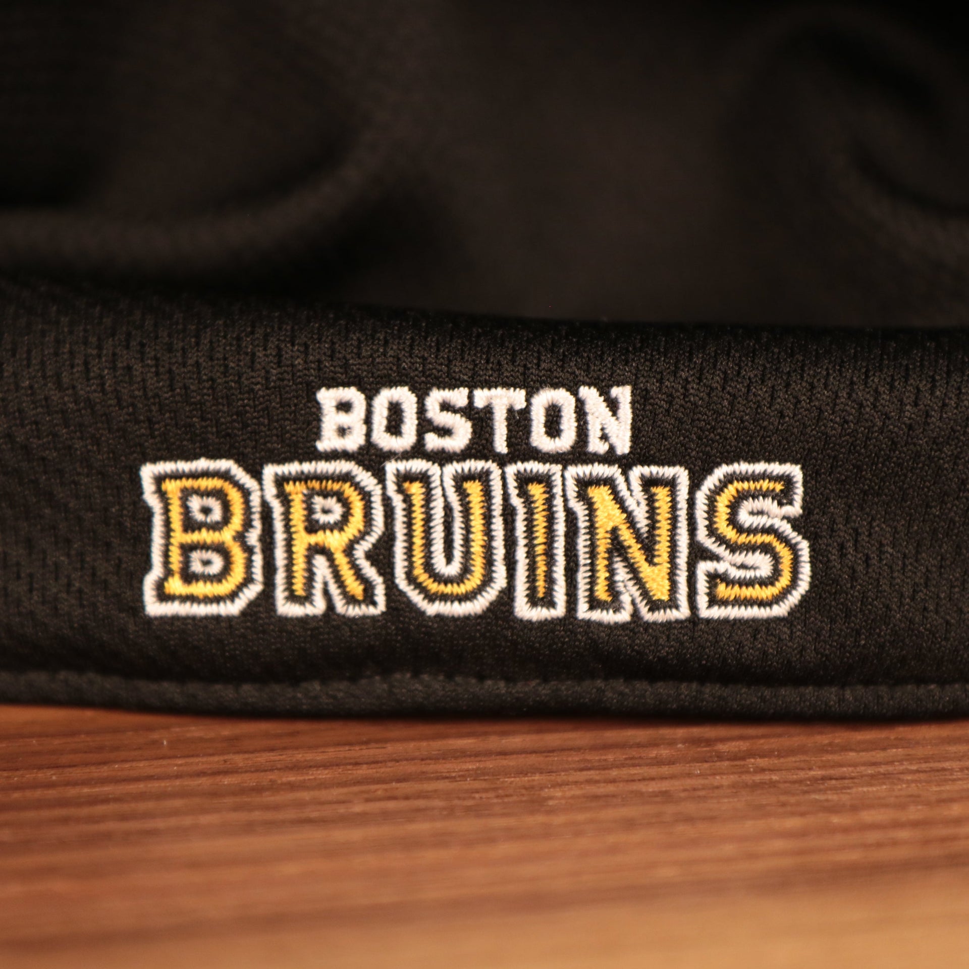 boston bruins wording logo shot Boston Bruins Black & Yellow Stretch Fit Dad Hat
