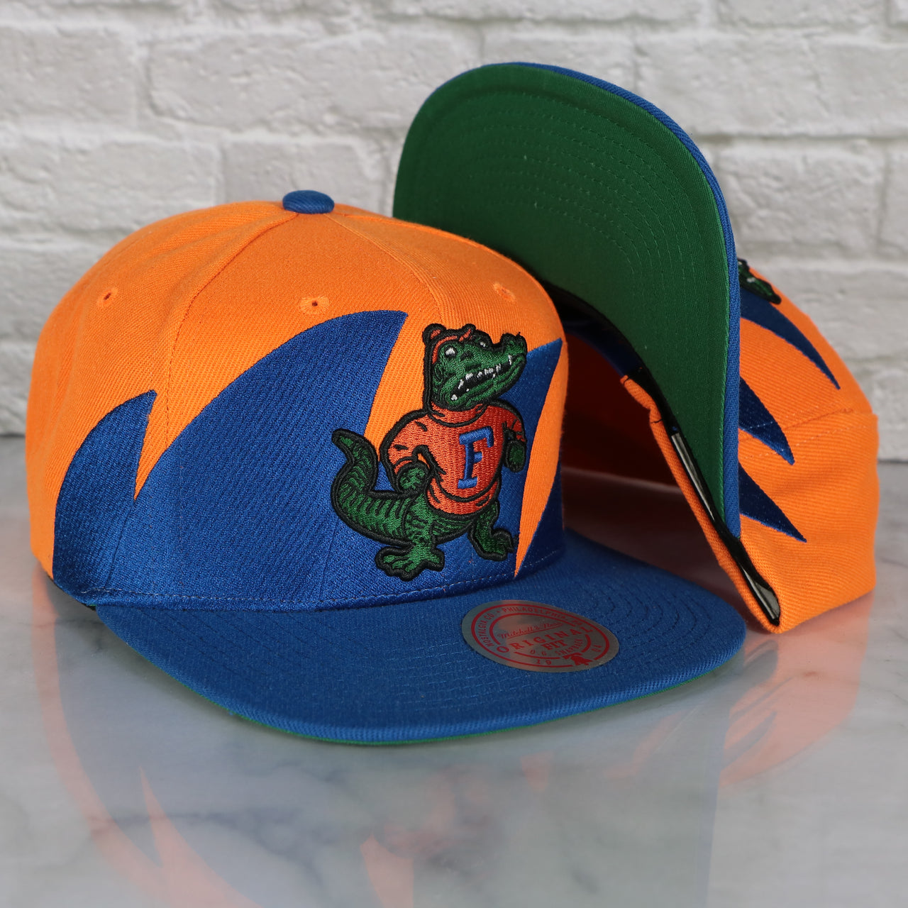 University of Florida Gators Vintage Retro Sharktooth Mitchell and Ness Snapback Hat | Orange/Blue