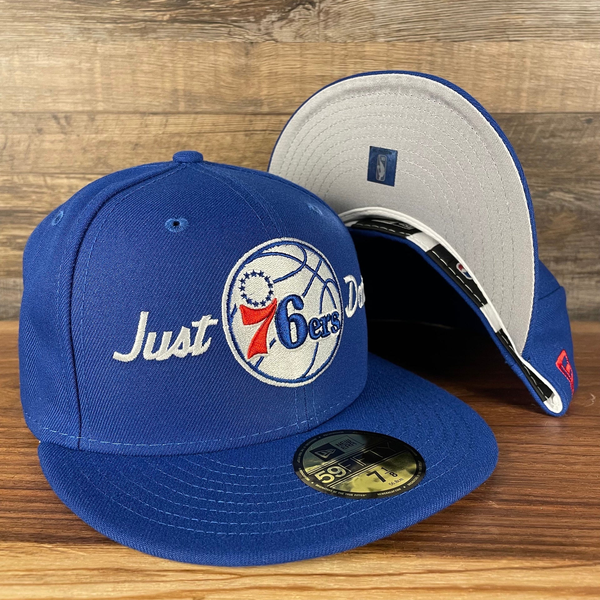 front and bottom of the Just Don X NBA Philadelphia 76ers All Star Weekend Black 59Fifty Fitted Cap