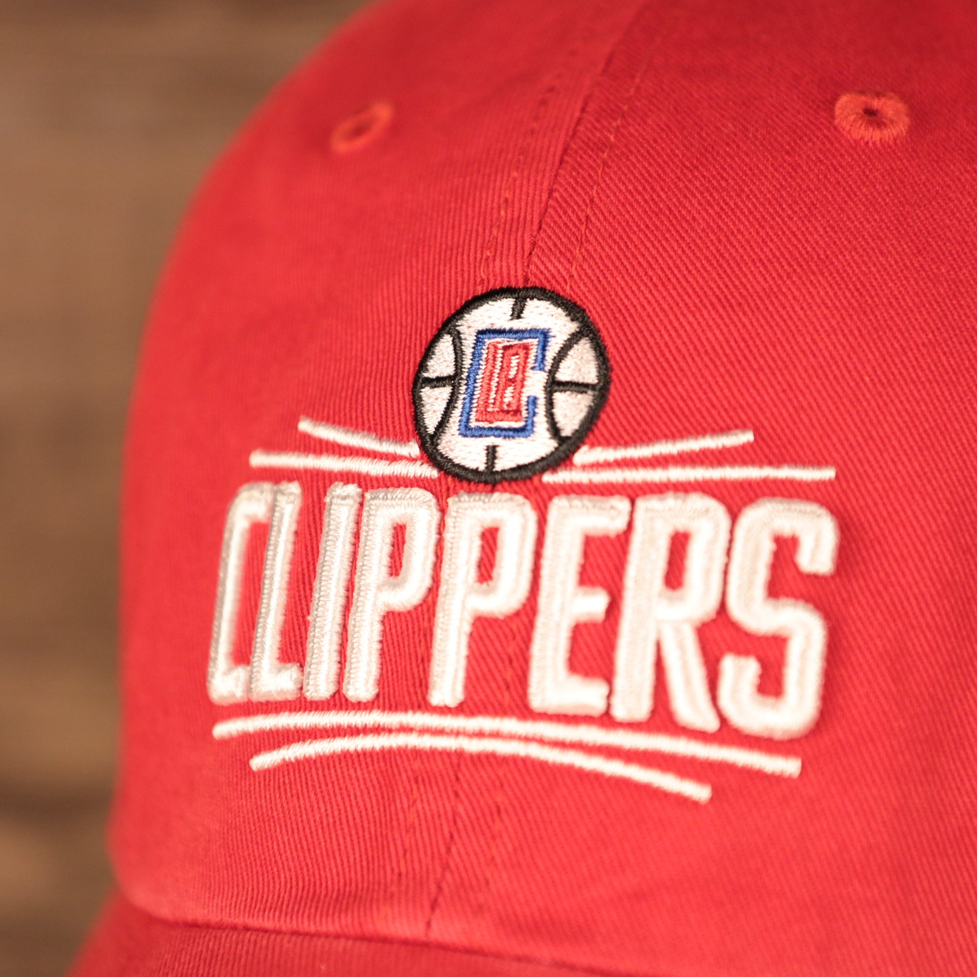 clippers logo shot Los Angeles Clippers Red Adjustable Dad Hat