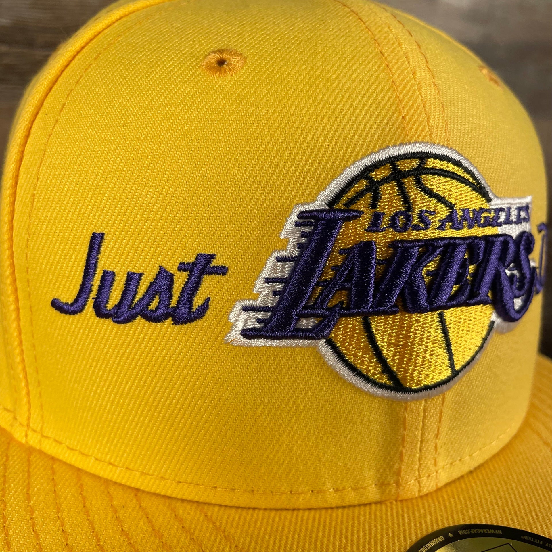 just side on the Just Don X NBA Los Angles Lakers All Star Weekend Yellow 59Fifty Fitted Cap