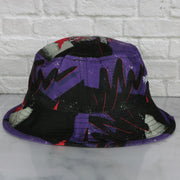 colorful team-colored pattern on the  Toronto Raptors 90s Inspired NBA Hyper Mitchell and Ness Reversible Bucket Hat
