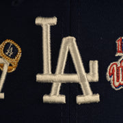 dodgers logo Los Angeles Dodgers Cooperstown "Championship Rings" All Over Side Patch Gray Bottom 59FIFTY Fitted Cap