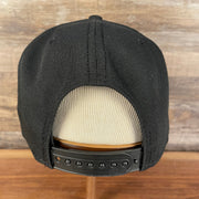 Back of the Portland Trail Blazers NBA 75th Anniversary Side Patch Gray Bottom Black 9Fifty Snapback Hat | Back Half