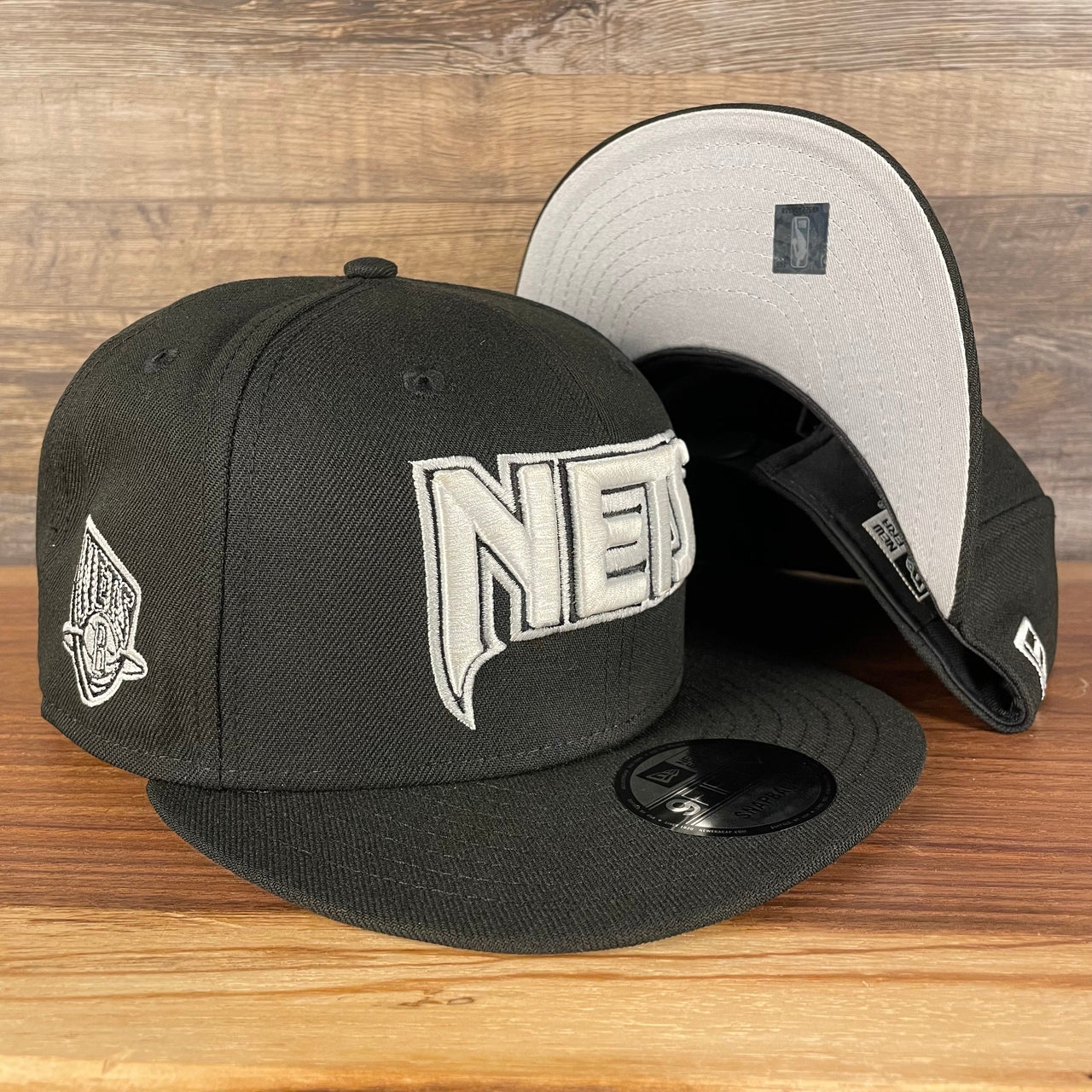 Brooklyn Nets NBA 75th Anniversary 2012 Side Patch Gray Bottom Black 9Fifty Snapback Hat | City Edition