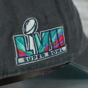 Close up of the Super Bowl LVII side patch on the Philadelphia Eagles Super Bowl LVII (Super Bowl 57) Side Patch Charcoal Clean Up Dad Hat