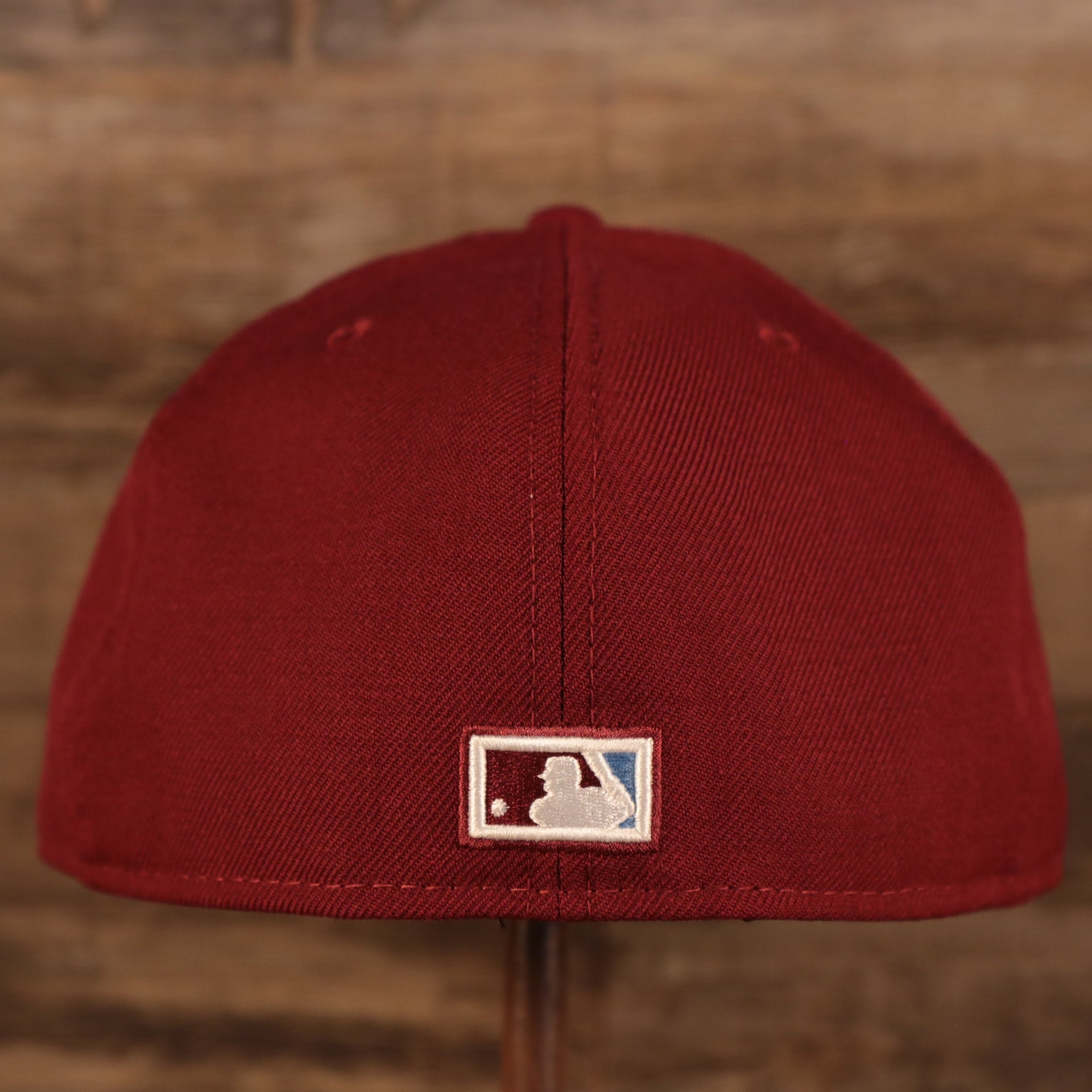 Back of the Philadelphia Phillies Cooperstown Upside Down Logo Gray Bottom 59Fifty Fitted Cap