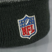 Close up of the NFL logo on the Philadelphia Eagles Super Bowl LVII (Super Bowl 57) Side Patch Charcoal Winter Beanie