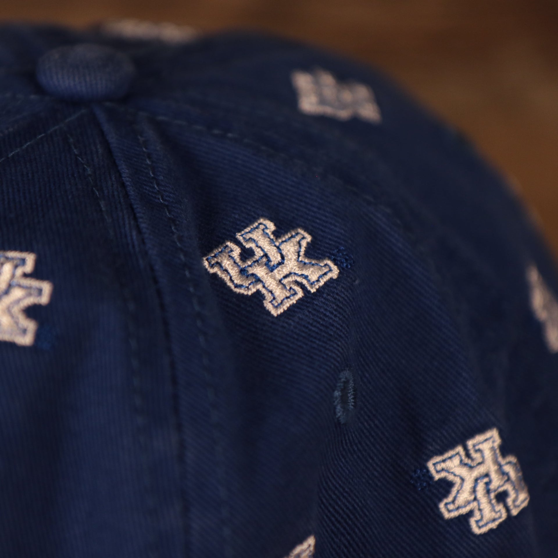 tiny Kentucky logo University of Kentucky Wildcats All Over Logo Patch Blue Adjustable Dad Hat