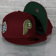 Philadelphia Phillies Cooperstown 100th Anniversary Side Patch Green Bottom 59Fifty Maroon Fitted Cap | Botanical Pack