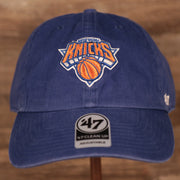 front of the New York Knicks Royal Blue Adjustable Dad Hat