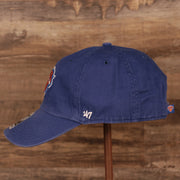 wearers left side of the New York Knicks Royal Blue Adjustable Dad Hat