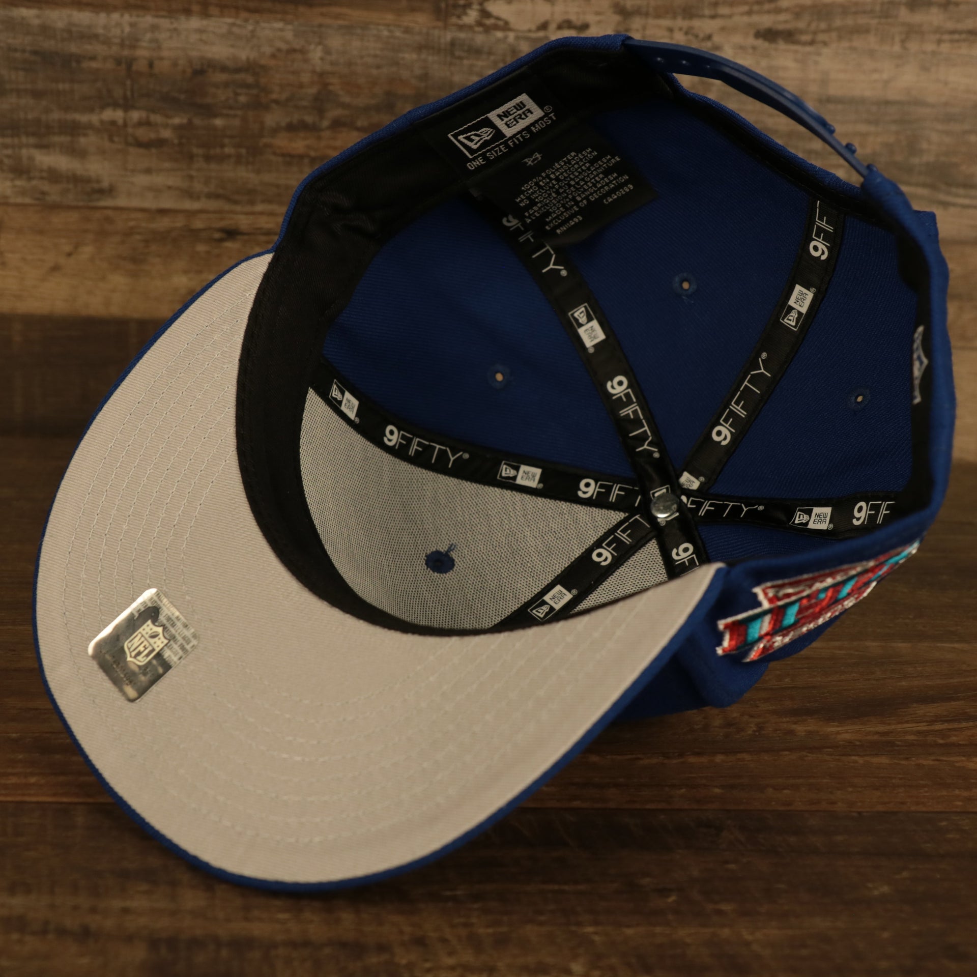 grey bottom New York Giants "Patch Up" Super Bowl XLII Side Patch Gray Bottom 59Fifty Royal Fitted Cap