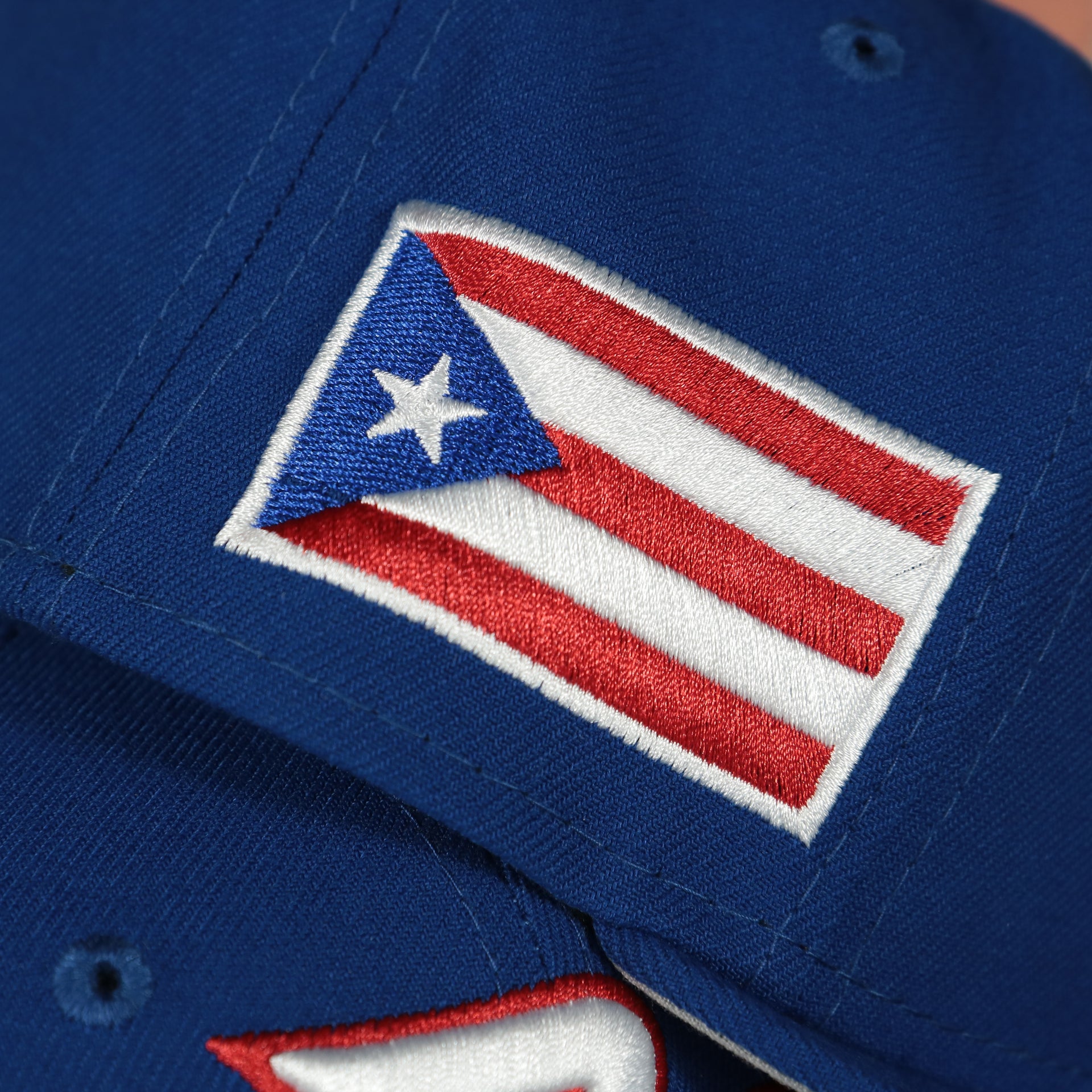 puerto rico flag on the Puerto Rico 2023 World Baseball Classic Grey Bottom Blue 59Fifty Fitted Cap