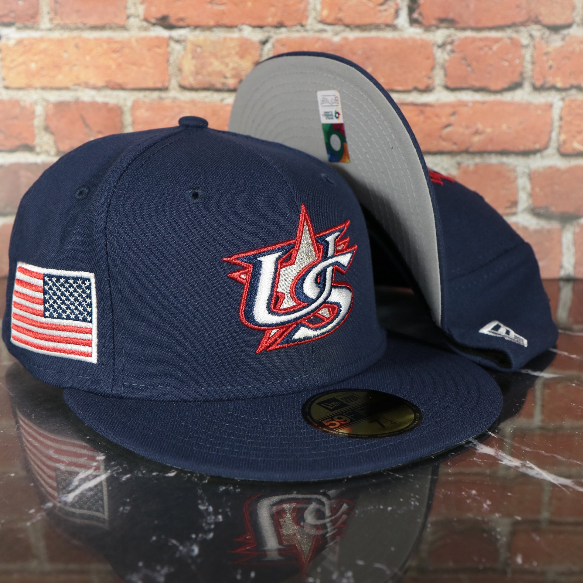 United States 2023 World Baseball Classic Grey Bottom Navy 59Fifty Fitted Cap