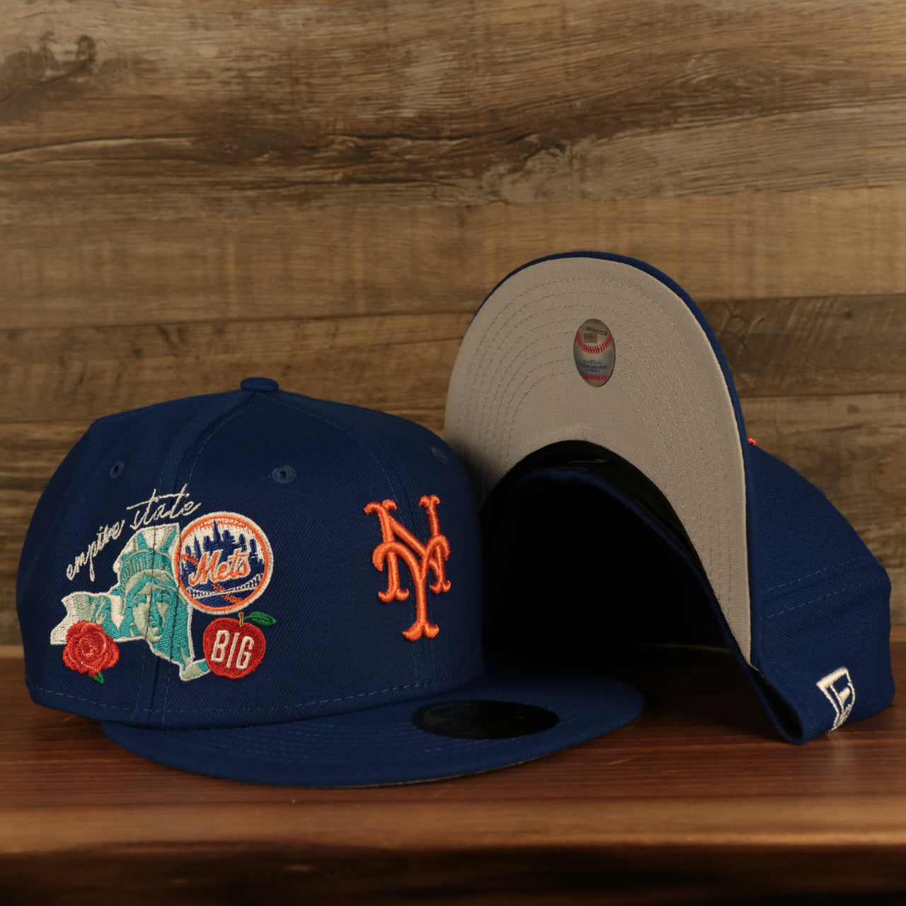 New York Mets "City Cluster" Side Patch Gray Bottom Royal 59Fifty Fitted Cap