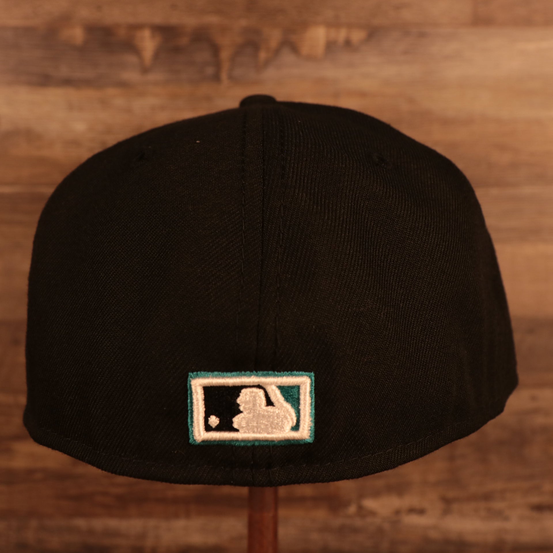 Back of the Florida Marlins Cooperstown "City Cluster" Side Patch Gray Bottom Black 59Fifty Fitted Cap