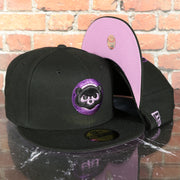 Chicago Cubs Cooperstown Metallic Pop Logo Lavender Bottom Black 59Fifty Fitted Cap