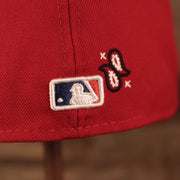 Close up of the MLB Batterman logo on the back of the Philadelphia Phillies Paisley Elements Bandana Retro Green Bottom 59Fifty Fitted Cap