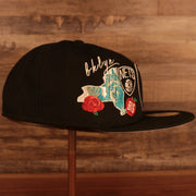 Wearer's right of the Brooklyn Nets "City Cluster" Side Patch Gray Bottom Black 59Fifty Fitted Cap