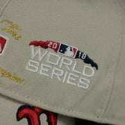 2010 world series patch on the Boston Red Sox World Class 9-Time World Series Champions Two Tone Grey Bottom | Sand/Navy 59Fifty Fitted Cap