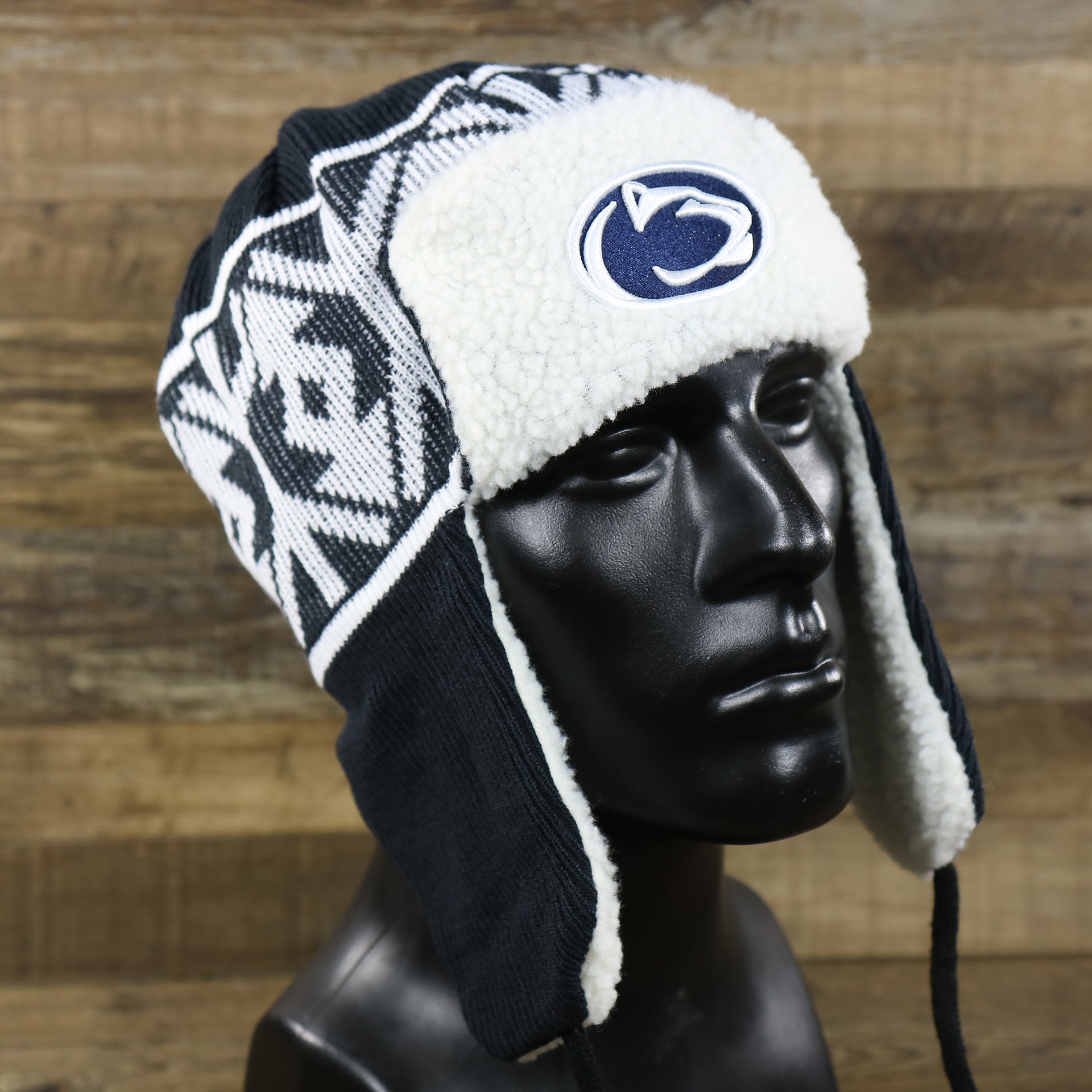 The Penn State Nittany Lions Winter Print Trapper Hat | Navy Blue Trapper Hat