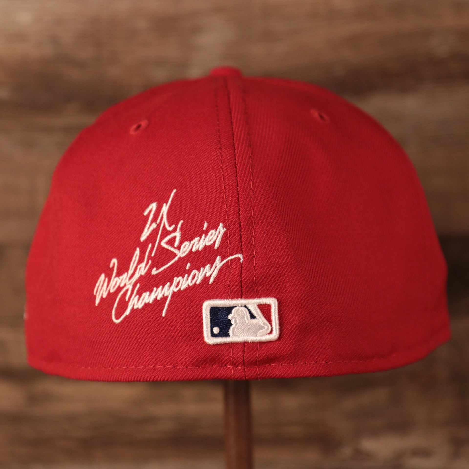 Back of Philadelphia Phillies All Over World Series Side Patch 2x Champ Gray Bottom 59Fifty Fitted Cap