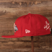 Wearer's left of Philadelphia Phillies All Over World Series Side Patch 2x Champ Gray Bottom 59Fifty Fitted Cap