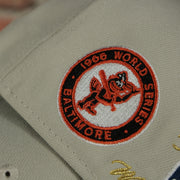 1966 world series patch on the Baltimore Orioles World Class 3-Time World Series Champions Two Tone Grey Bottom | Sand/Black 59Fifty Fitted Cap