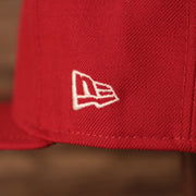 Close up of the New Era flag on the Washington Nationals 2019 World Series Champ Script Gray Bottom Side Patch 59Fifty Fitted Cap