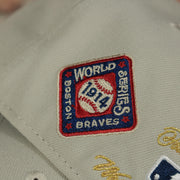 1914 world series patch on the Atlanta Braves World Class 4-Time World Series Champions Two Tone Grey Bottom | Sand/Navy 59Fifty Fitted Cap
