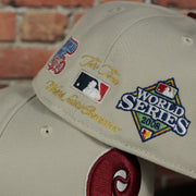 back side of the Philadelphia Phillies Cooperstown World Class 2-Time World Series Champions Two Tone Grey Bottom | Sand/Maroon 59Fifty Fitted Cap
