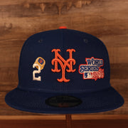 front view of the New York Mets Cooperstown "Championship Rings" All Over Side Patch Gray Bottom 59FIFTY Fitted Cap